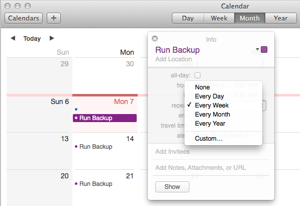 Edit batch job in Calendar